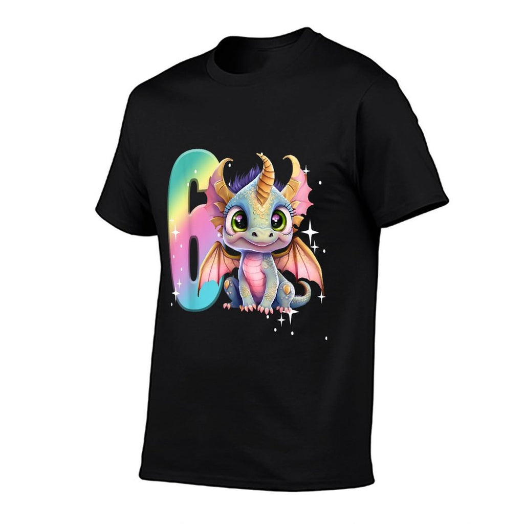 6th Birthday Dragon Party Rainbow Girl Dragon Cute Six  Slim-fit Cut T-Shirt