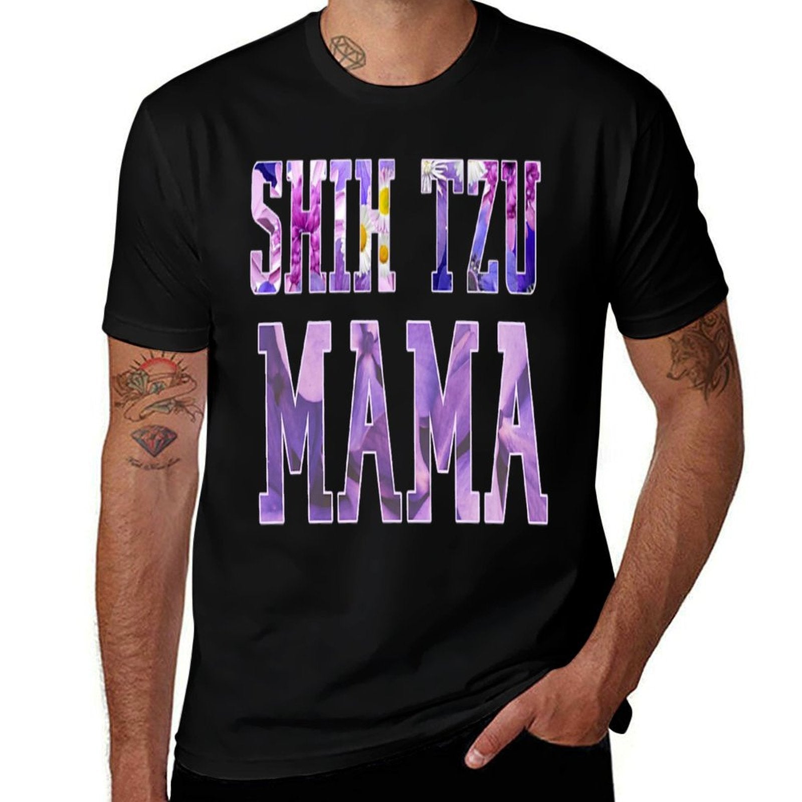 Shih Tzu Mama – Floral Dog Lover Design for Proud Pet Moms Premium  Wrinkle-resistant T-Shirt