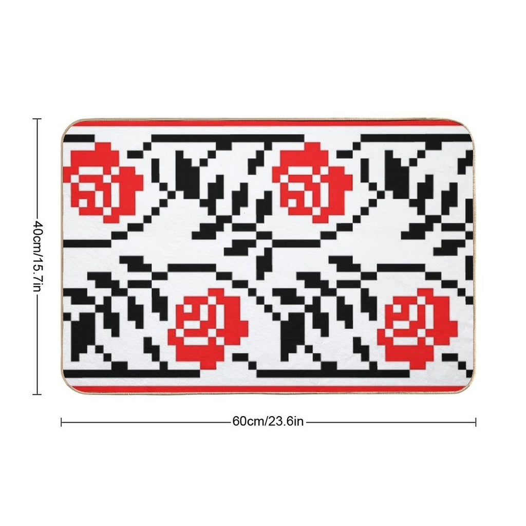 Ukrainian Traditional Embroidery of Roses  Multi-Purpose Bath Mat