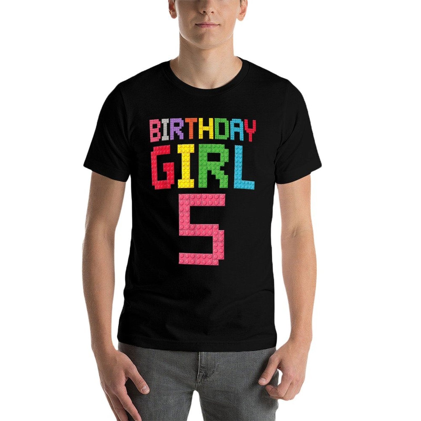 5th Birthday Girl Master Builder 5 Years Old Block Building  Vintage-inspired T-Shirt
