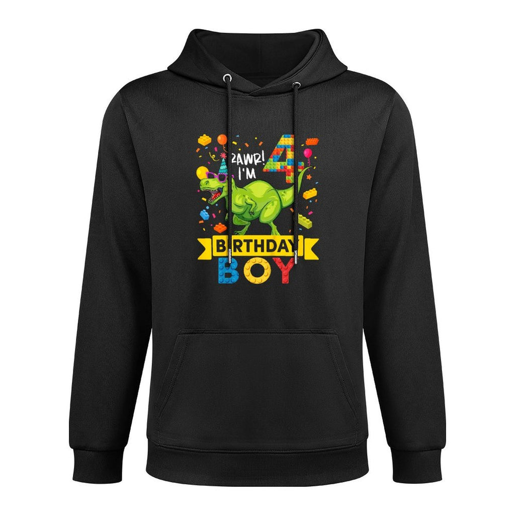 Kids 4 Year Old Dinosaur Building Blocks 4th Birthday Boy Casual Wear Hoodie