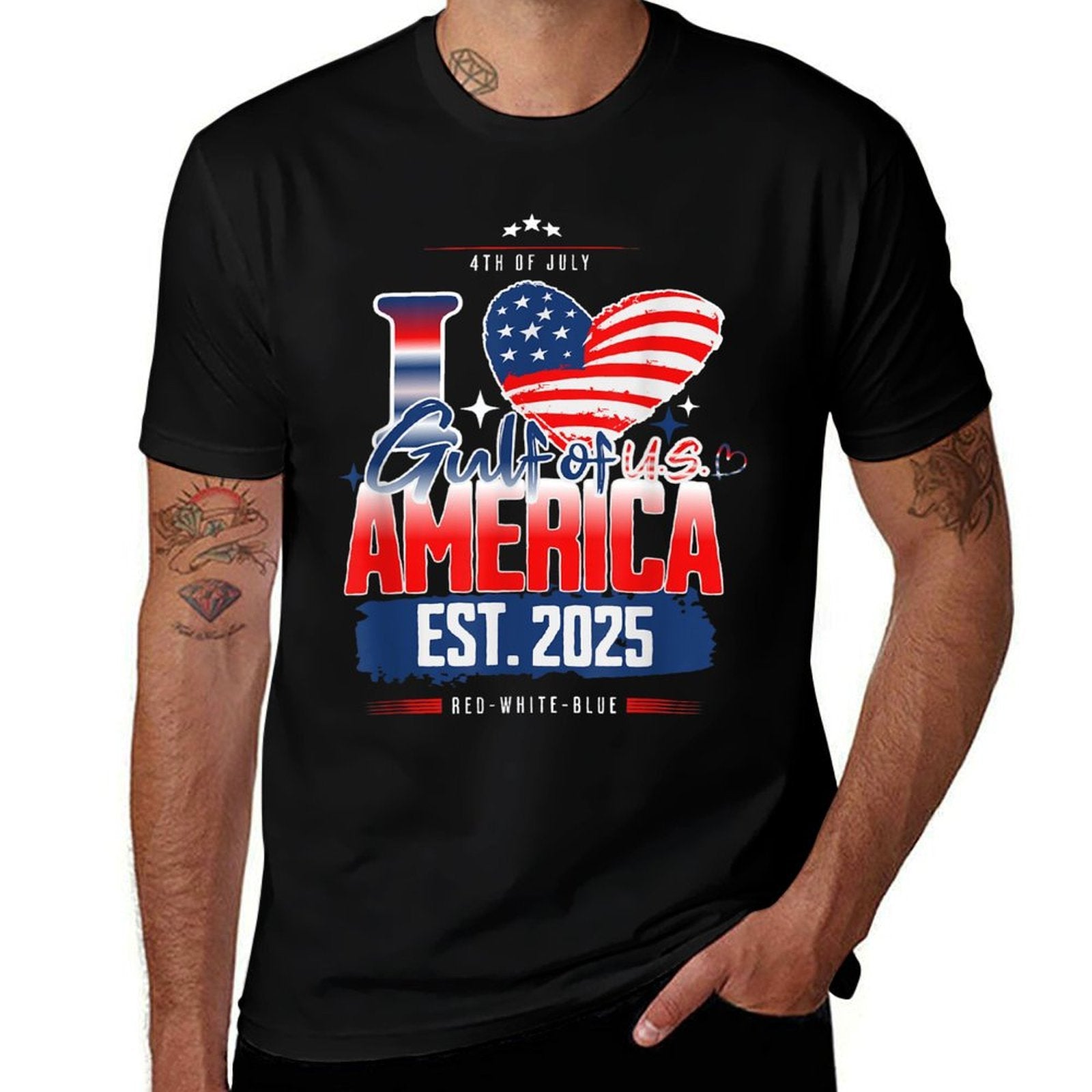 4th of July Gulf of U.S America Patriotic Red White Blue  Versatile T-Shirt