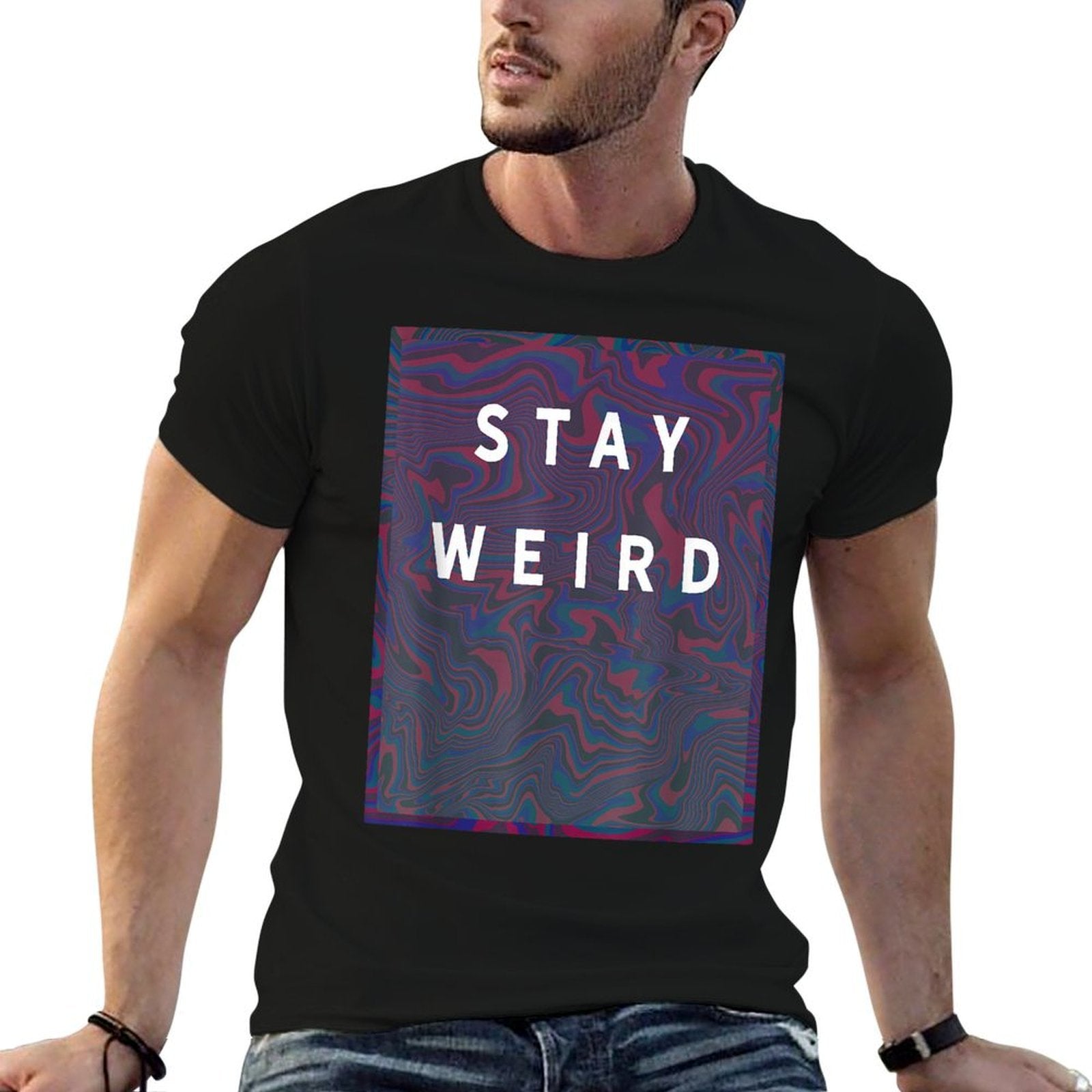 Awesome Eboy Trippy Abstract Design Psychedelic Stay Weird  Versatile T-Shirt