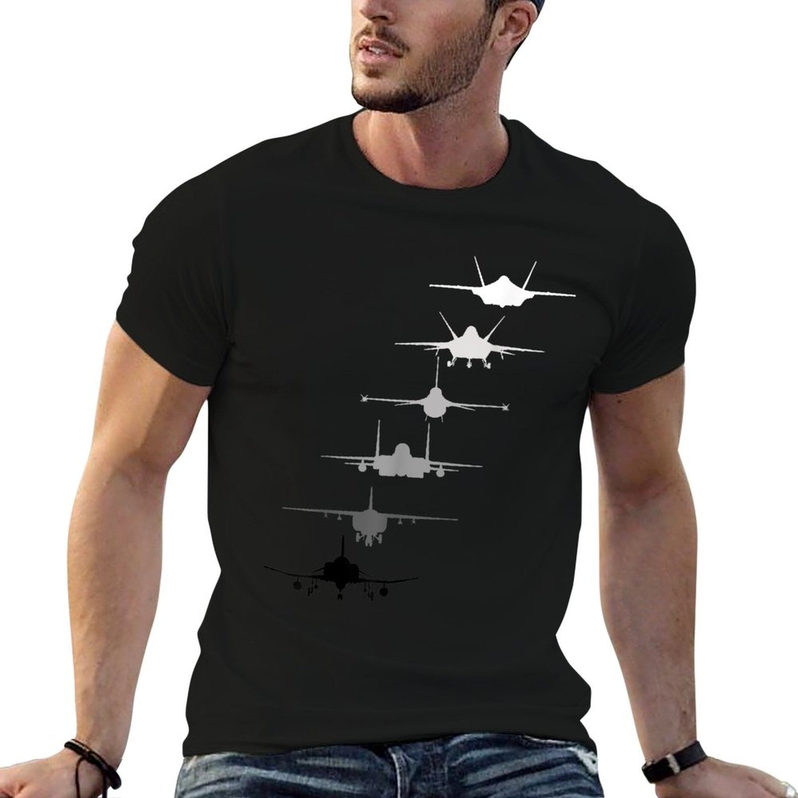 Air Force Fighter Jets F-4 F-111 F-15 F-16 F-22 F-35  Versatile T-Shirt