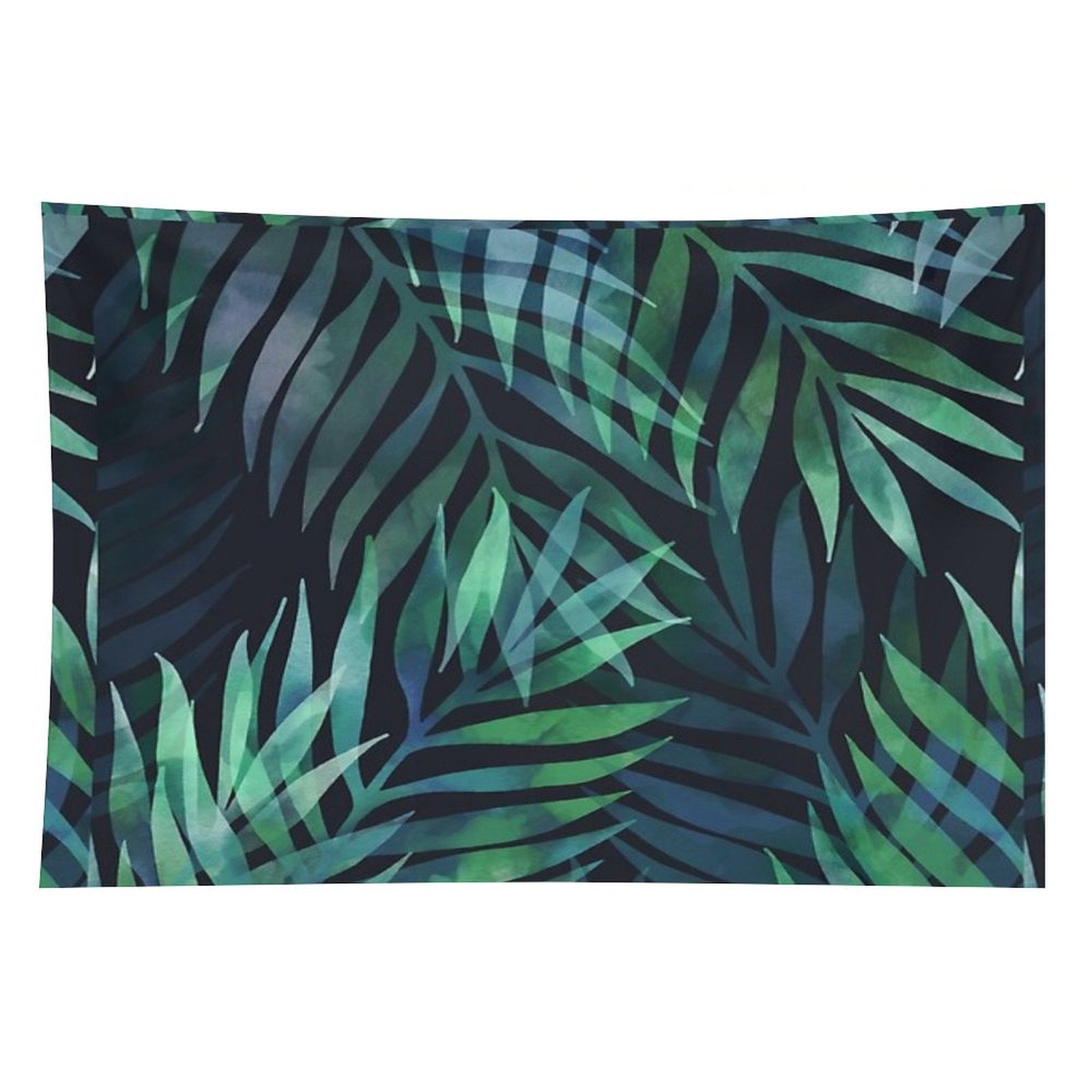 Dark Green Palms Leaves Pattern Tapestry