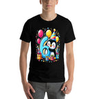 Kids Penguin Theme Sixth Bday Party 6th Penguin Birthday  Oversized Silhouette T-Shirt