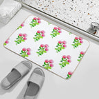 Watercolour Ladybugs in Pink Flowers Garden  Pet-Safe Bath Mat