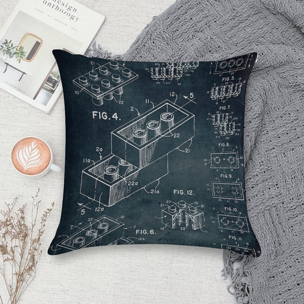 1958 Toy Building Brick Soft Washable Throw Pillow