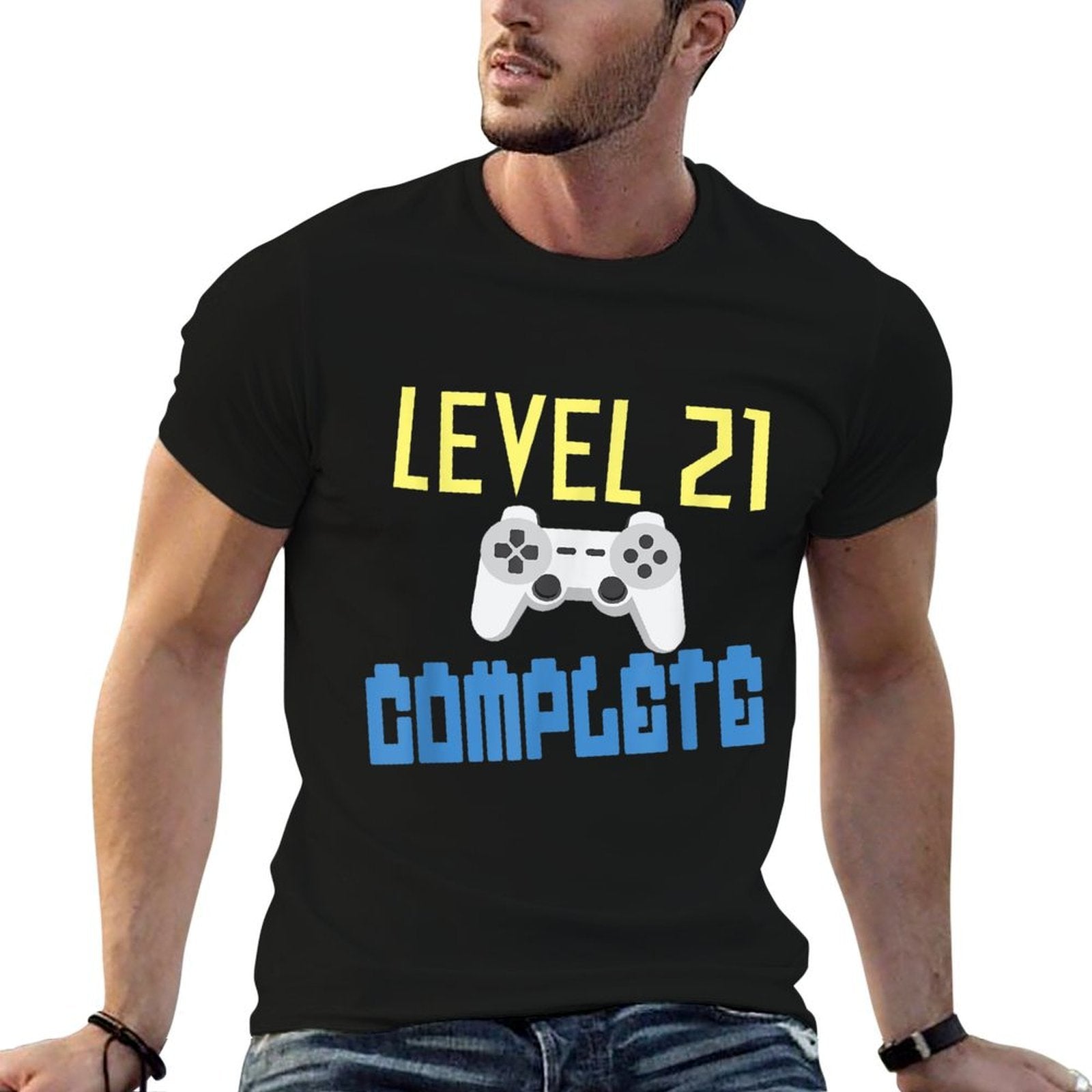 21 Years Gamer Gift, Gamer Birthday 21st  Summer-ready Fabric T-Shirt