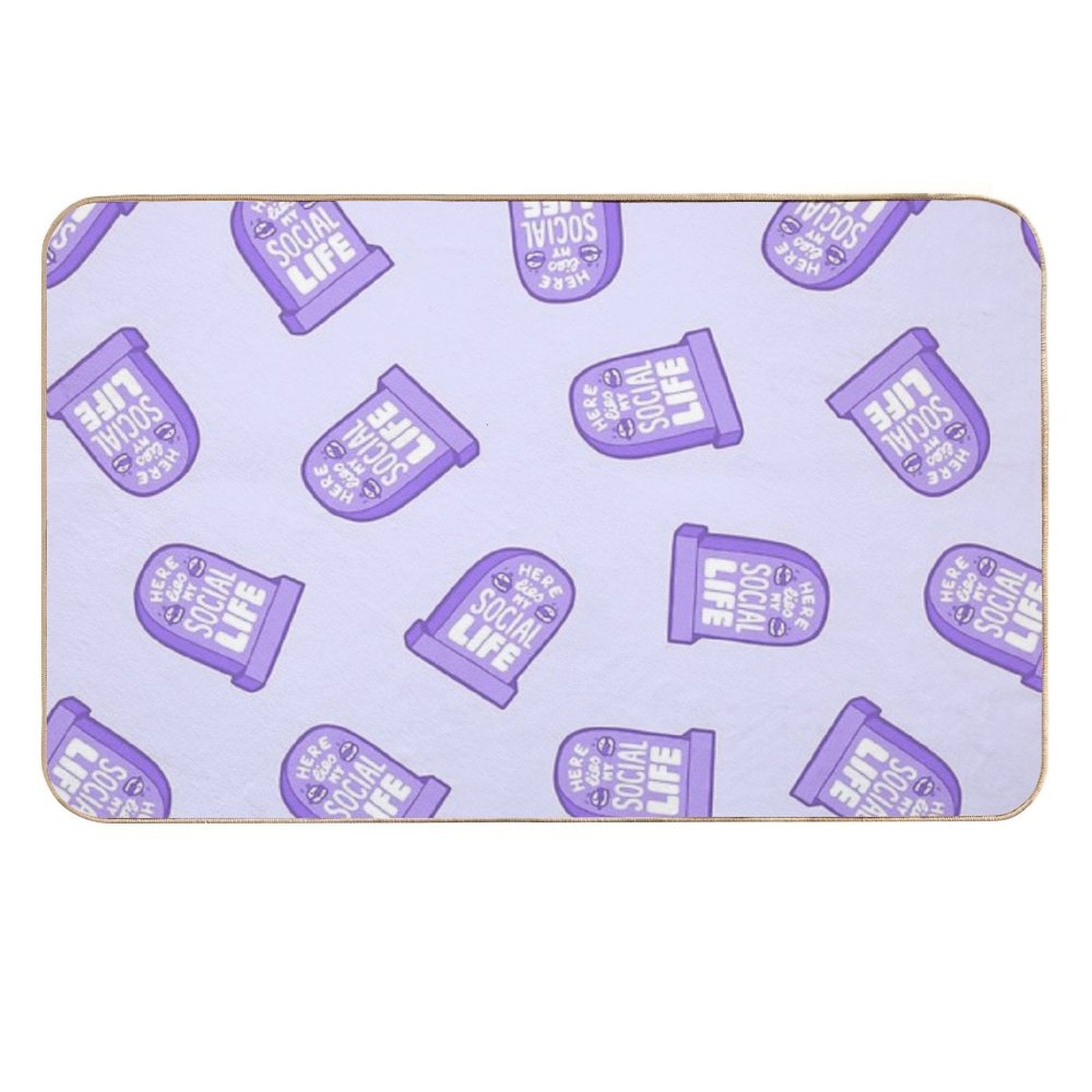 Here Lies My Social Life in Lilac  Non-Slip Bath Mat
