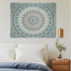 Dreamy Grey, Blue And Ivory Mandala Tapestry
