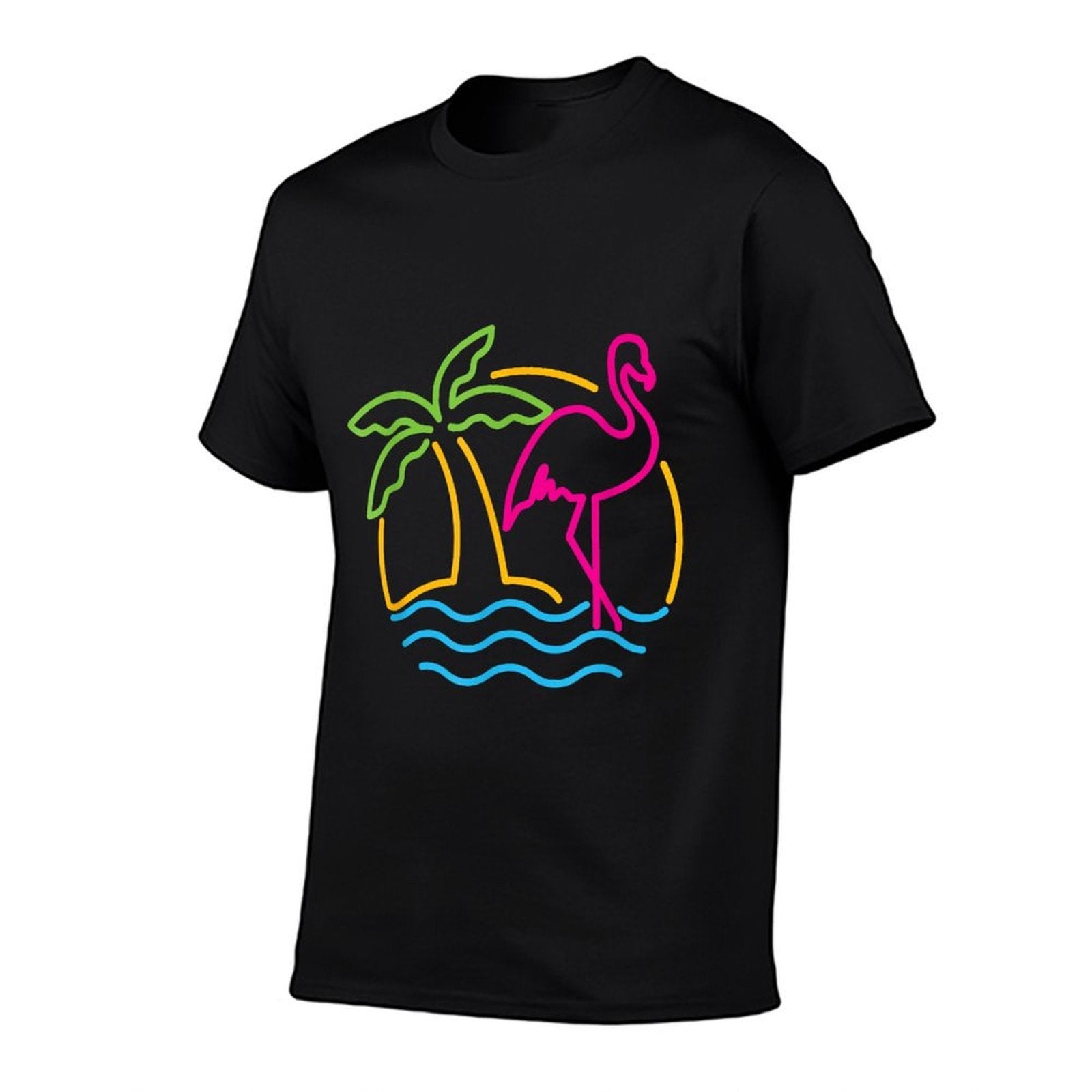 80s Vintage Miami Retro Neon Pink Flamingo  Tagless Design T-Shirt