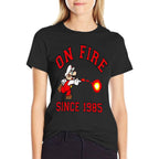 Super Mario Bros On Fire Since 1985 Red Text Collegiate  Slim-fit Cut T-Shirt