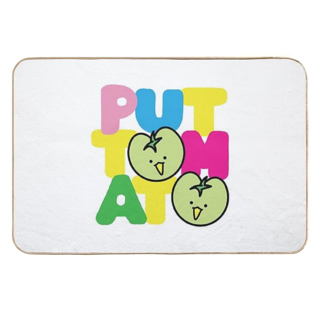 Kawaii Green Tomato Mascot No. 2  Anti-Trip Bath Mat