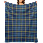 O'Sullivan Tartan Bright Blue Irish Plaid Sustainable Throw Blanket