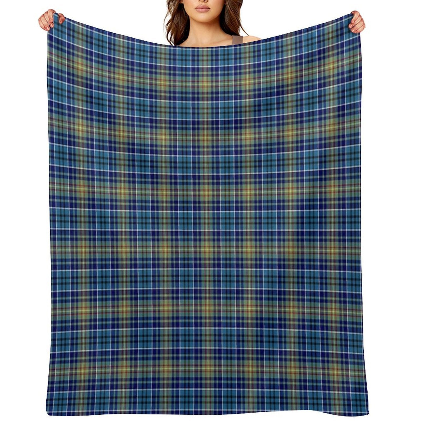 O'Sullivan Tartan Bright Blue Irish Plaid Sustainable Throw Blanket