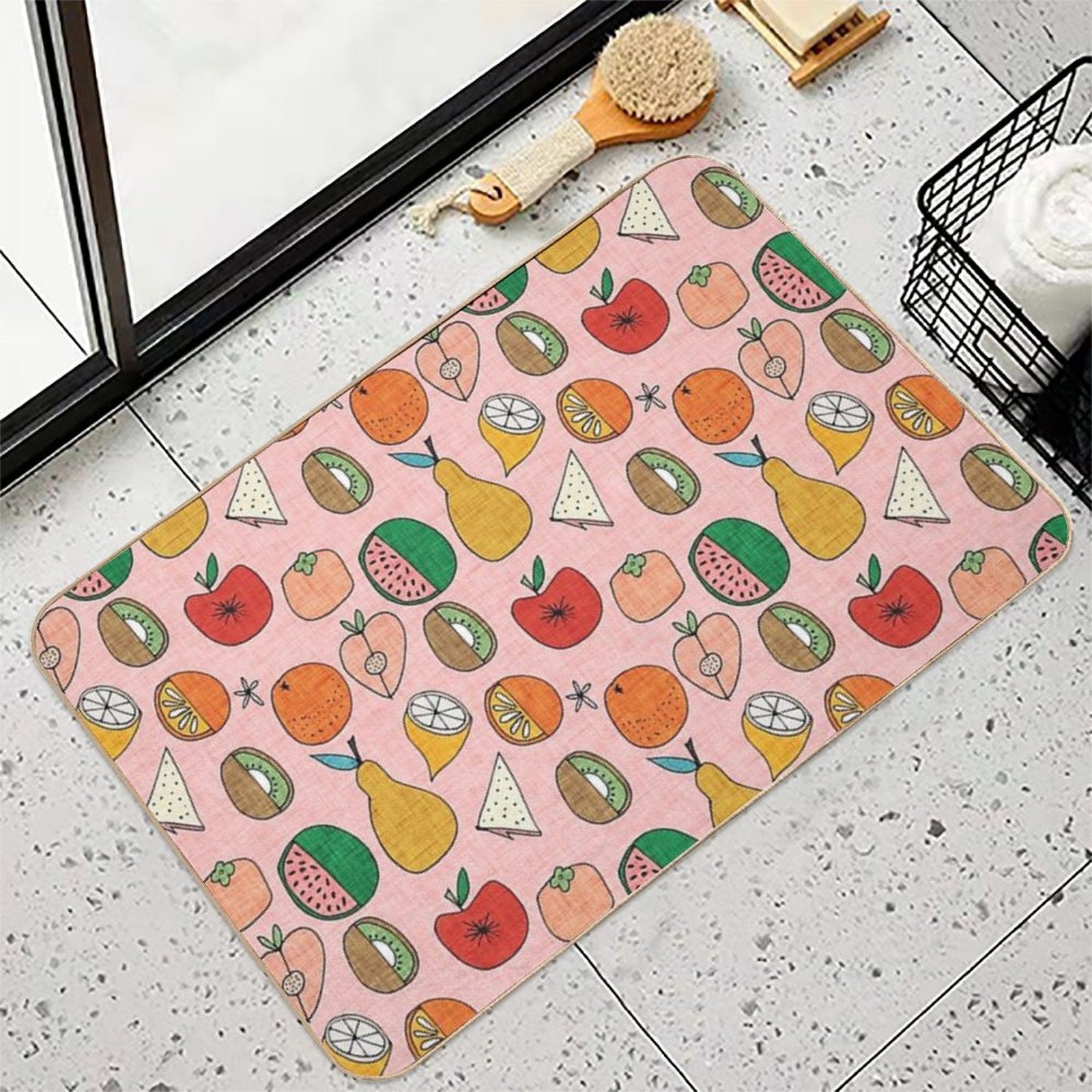 Mod Fruit Pink  Slip-Resistant Bath Mat