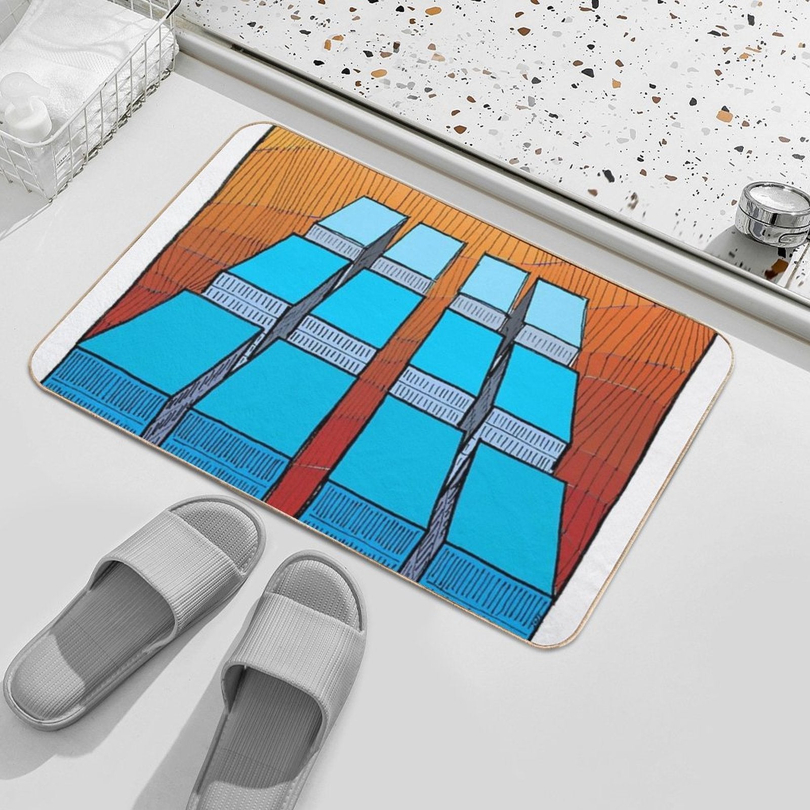 Urban Theme 12 Skyscrapers  Pet-Safe Bath Mat
