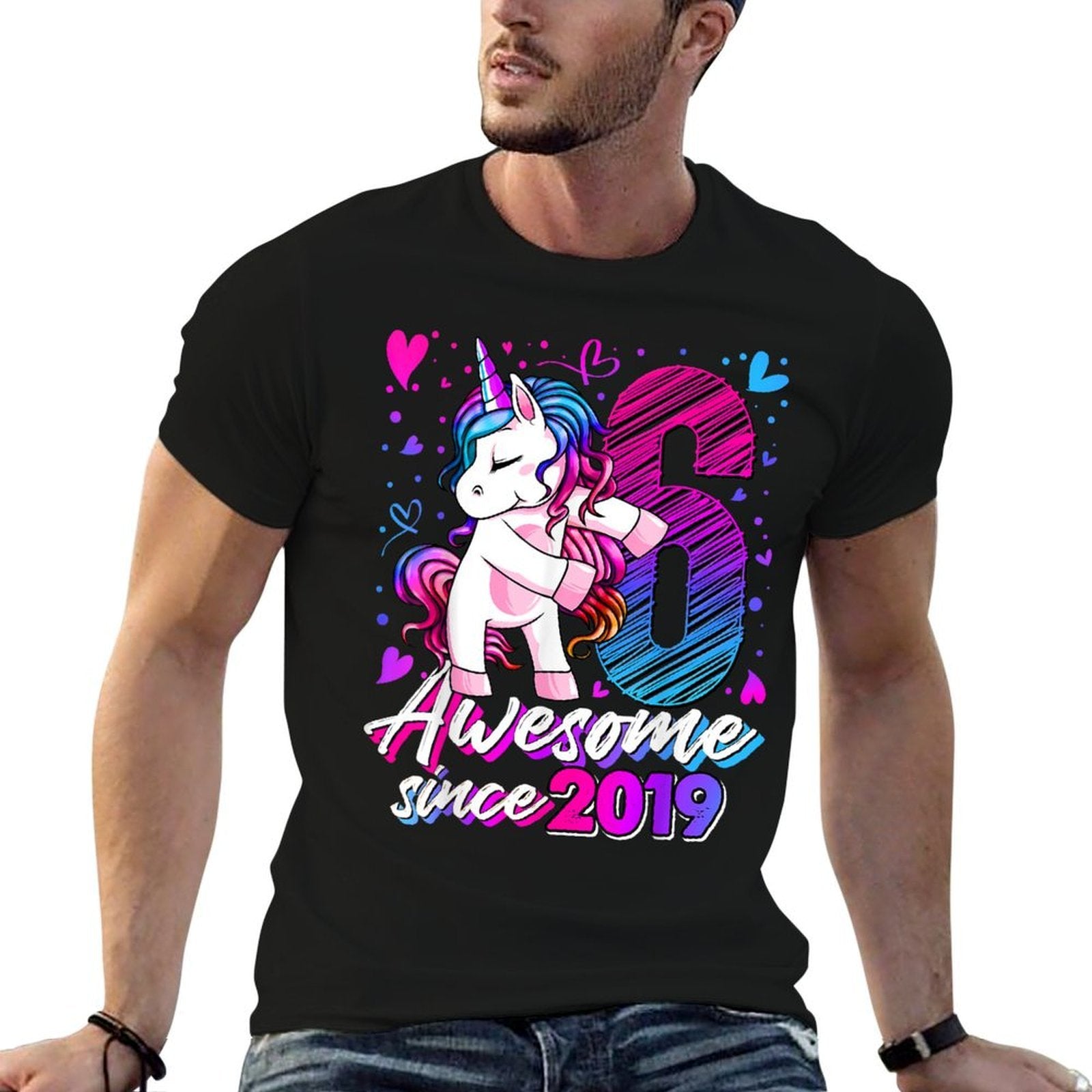 6 Year Old Unicorn Gifts For Girls 6th Birthday Girl Party  Fade-proof Color T-Shirt