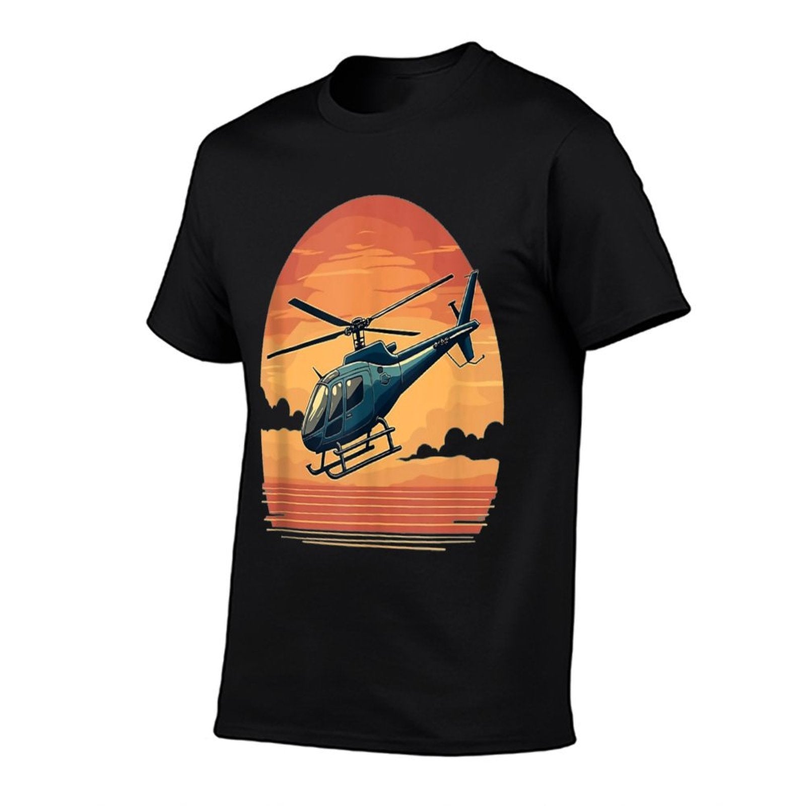Awesome Helicopter on Sunset - Helicopter Lover  High-quality Stitching T-Shirt