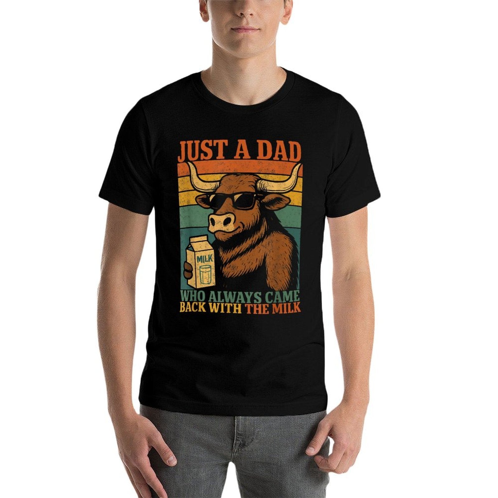 Just A Dad Who Always Came Back With The Milk Funny Dad  Polyester Blend T-Shirt
