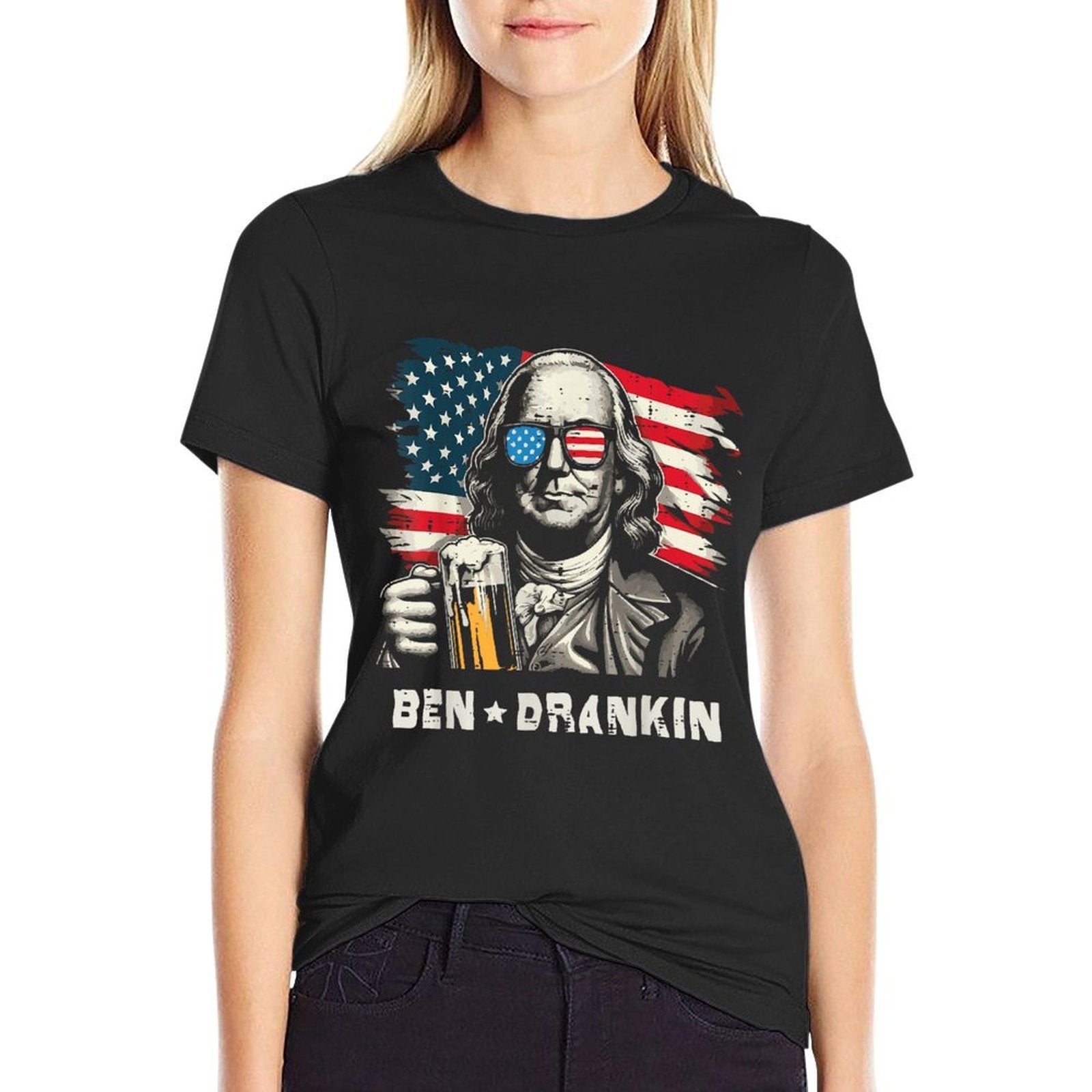 4th Of July Franklin Ben Drankin American Dad Men Women  Cotton T-Shirt