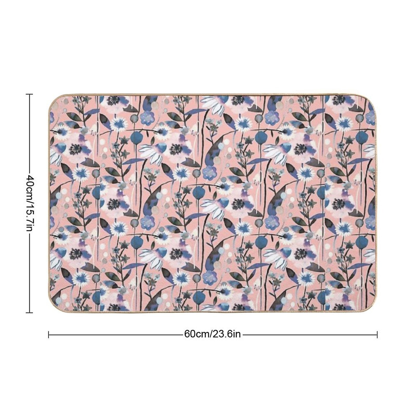 Pink Pastel Flowers Pattern  Repositionable Bath Mat