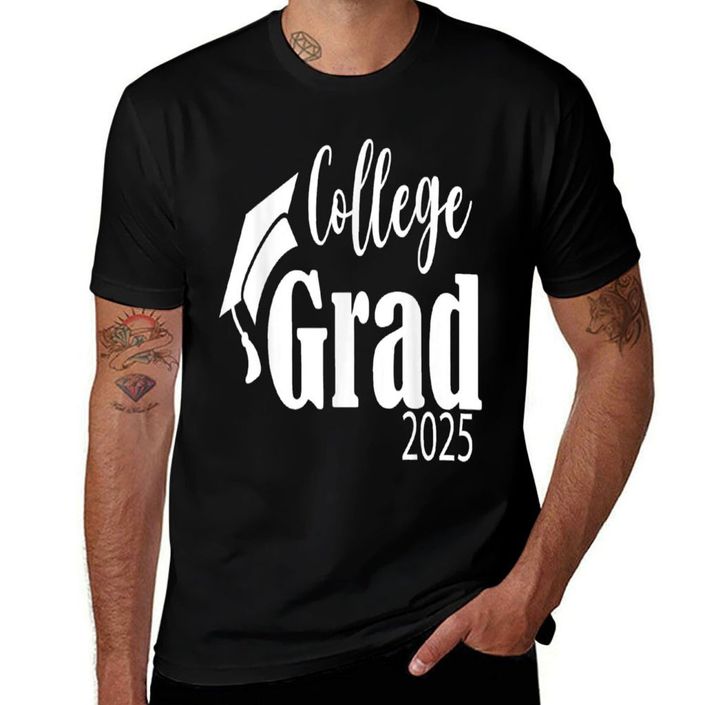 Funny 2025 College Graduate Graduation Grad Students Seniors  Fade-proof Color T-Shirt