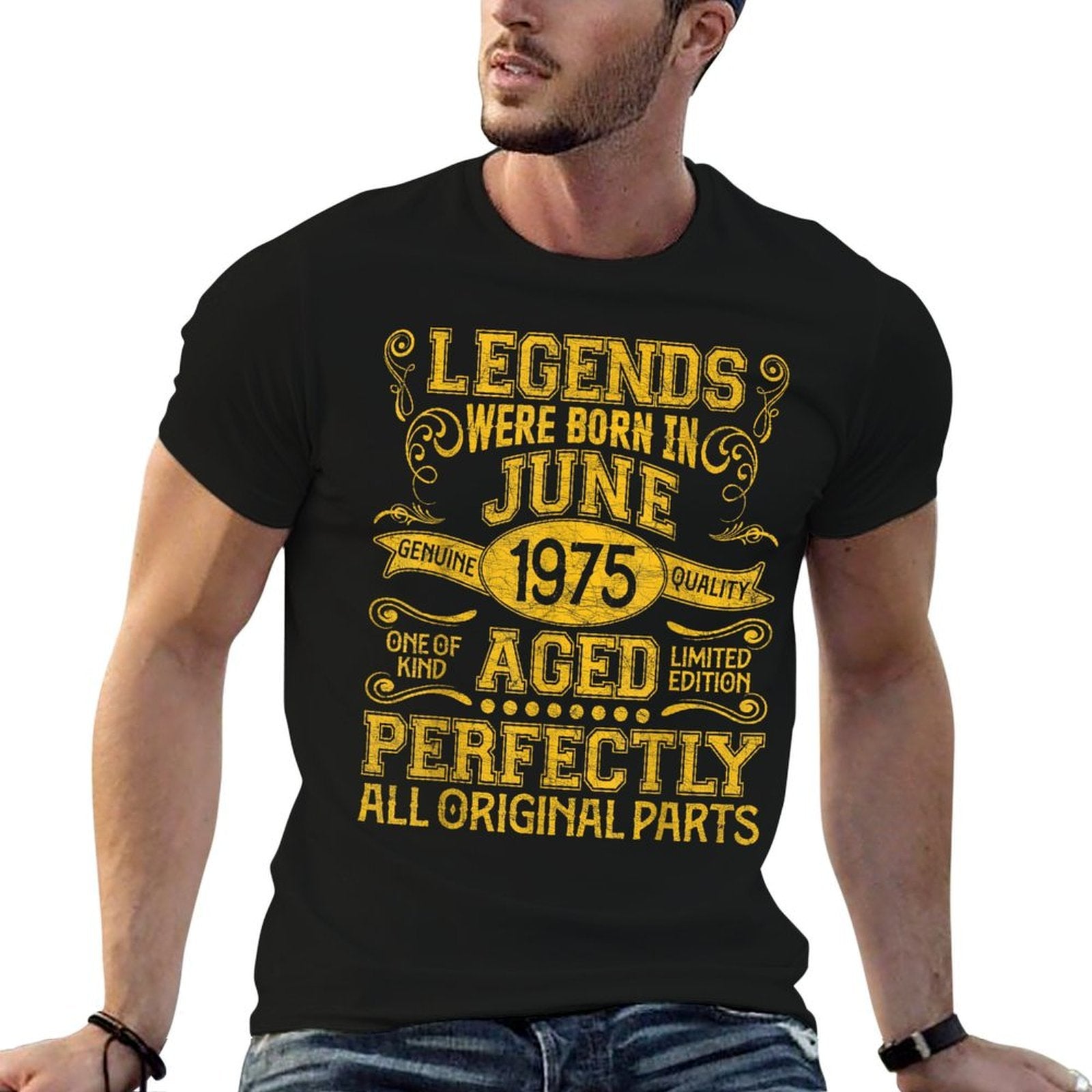 50 Years Old Legends Were Born In June 1975 50th Birthday  High-quality Stitching T-Shirt