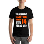 14 Year Old Happy 14th Birthday Basketball 14th Birthday  Summer-ready Fabric T-Shirt