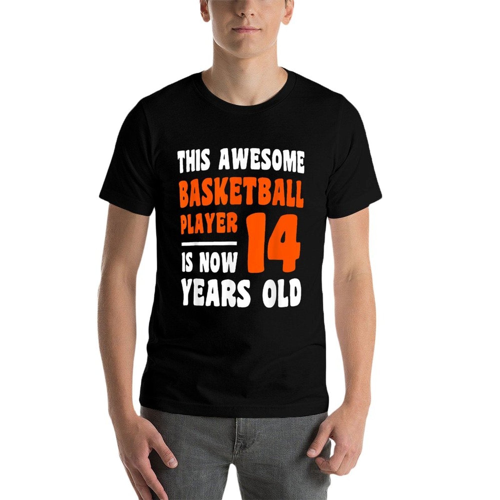 14 Year Old Happy 14th Birthday Basketball 14th Birthday  Summer-ready Fabric T-Shirt