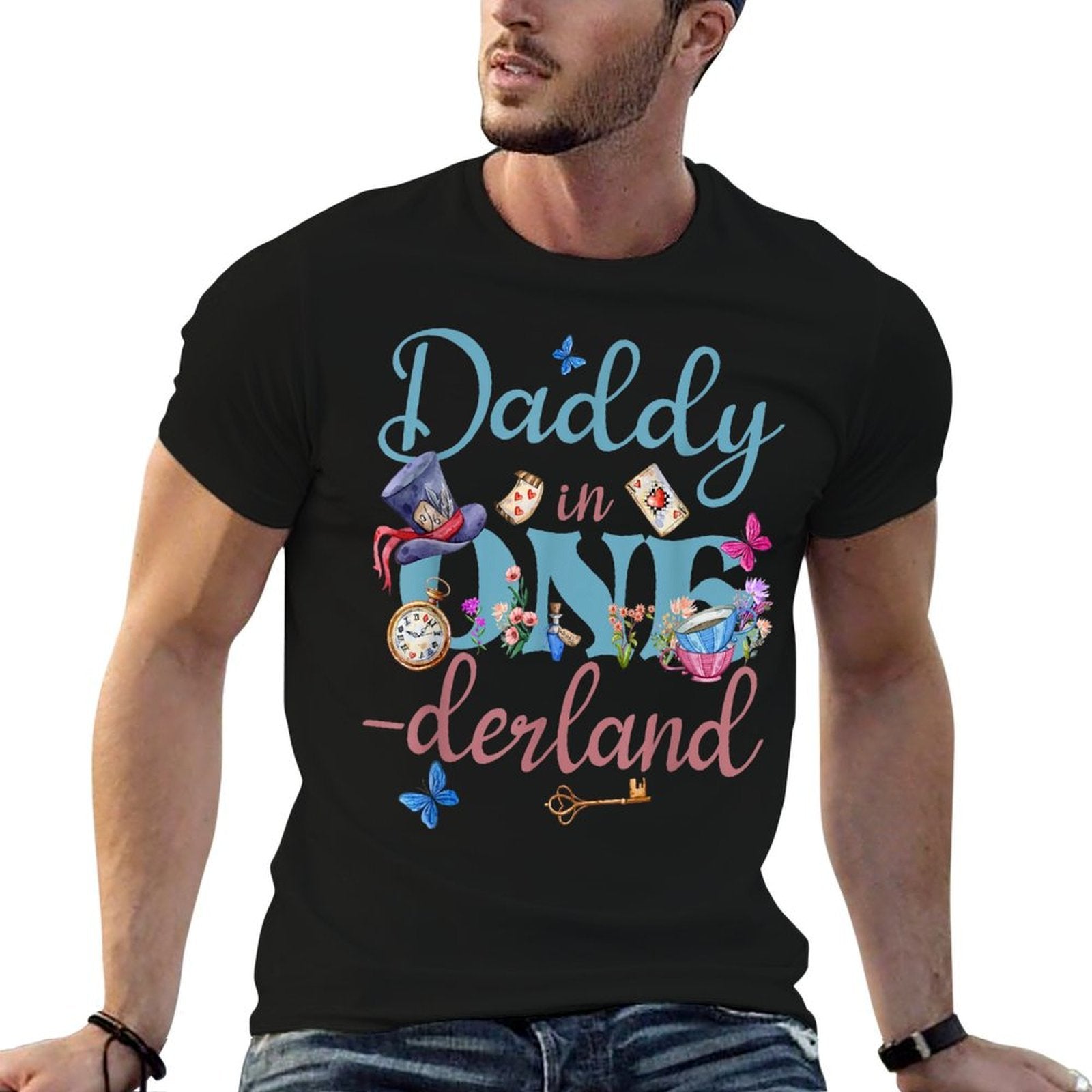 Alice in ONEderland Daddy Of The Birthday Girl Decorations  Graphic-printed T-Shirt
