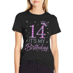 14 It&#39;s My Birthday Pink Crown Happy 14th Birthday Girl  Slim-fit Cut T-Shirt