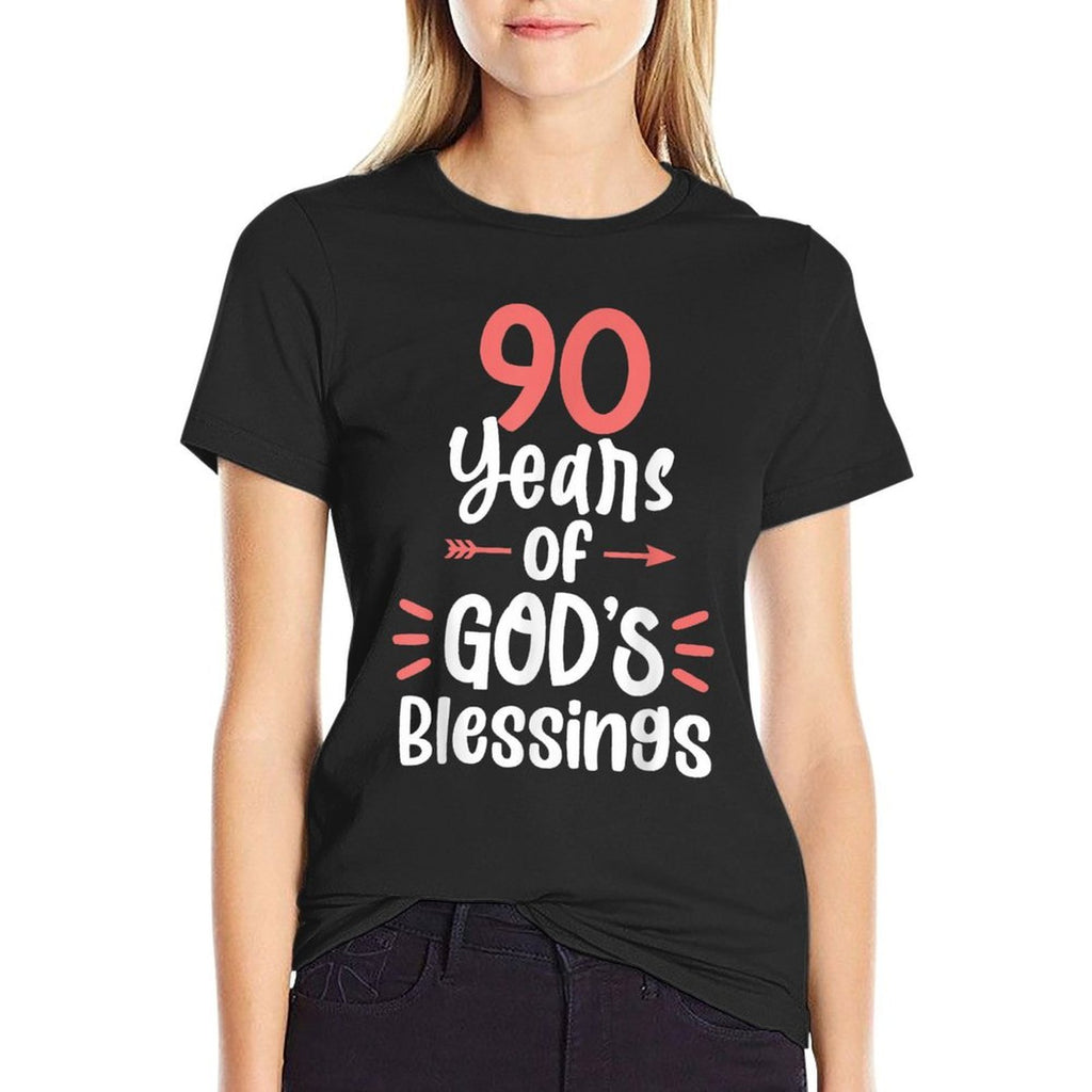 90 Years of God's Blessings 90 Year Old Happy 90th Birthday  Relaxed-fit T-Shirt