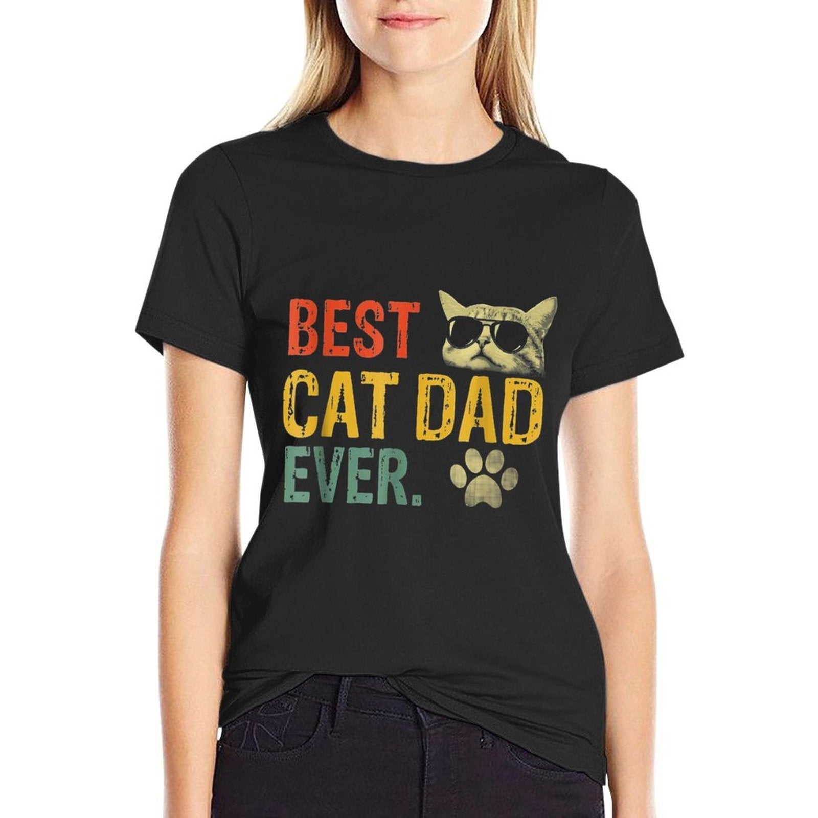 Vintage Best Cat Dad Ever Cat Daddy Gift  Breathable T-Shirt