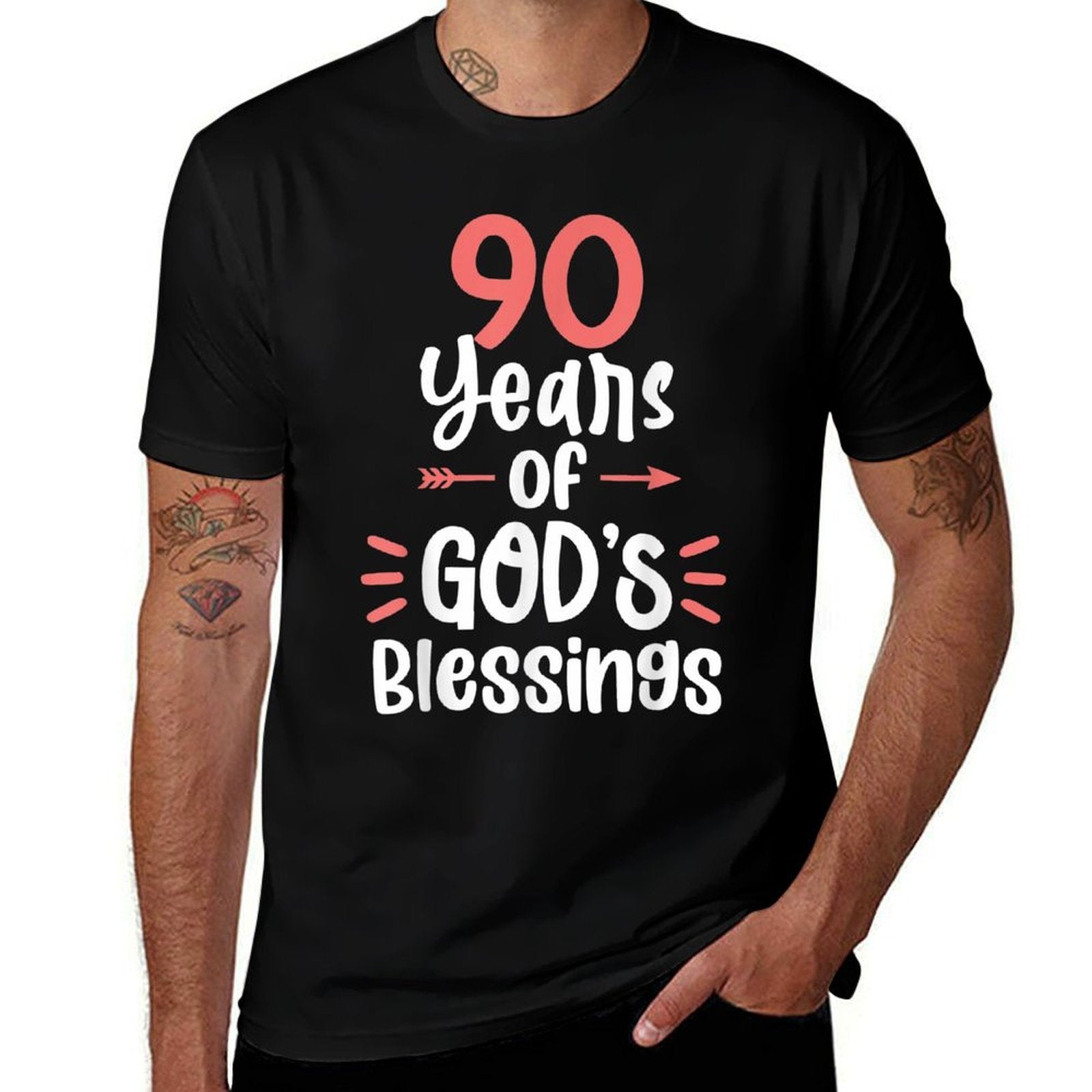 90 Years of God's Blessings 90 Year Old Happy 90th Birthday  Relaxed-fit T-Shirt