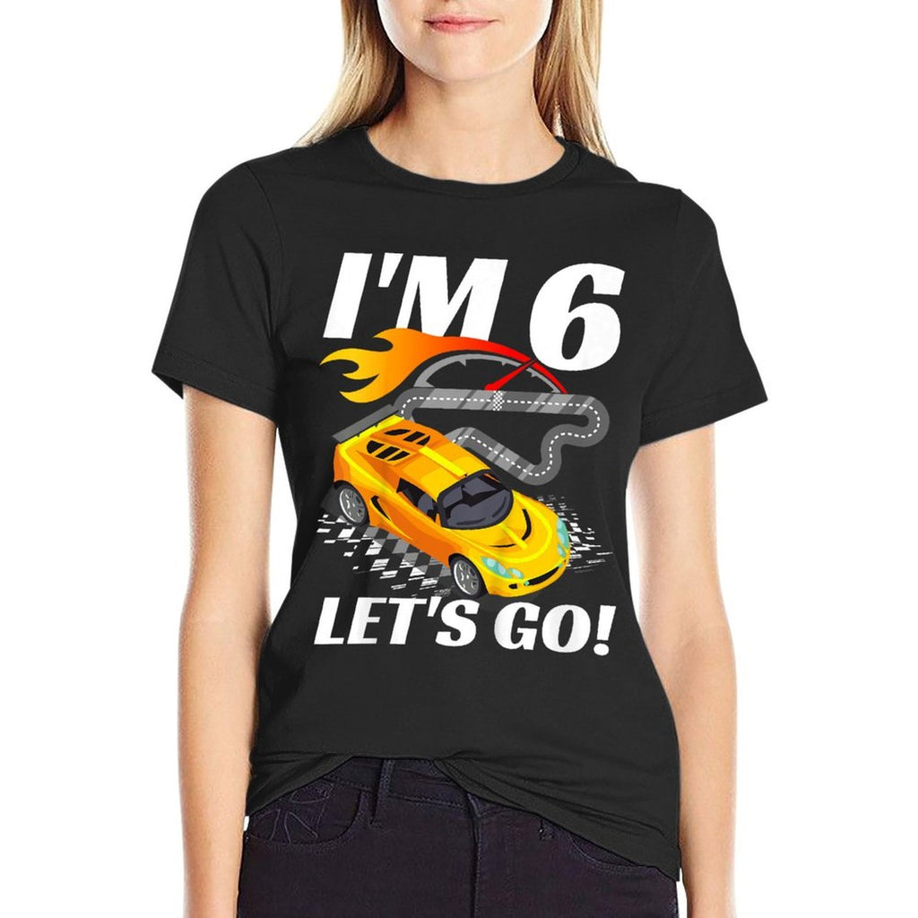 6 Year Old 6th Racing Racecar Birthday Party Boys Girls  Vintage-inspired T-Shirt