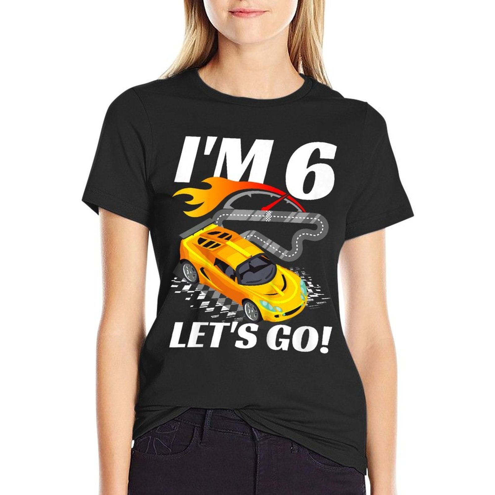 6 Year Old 6th Racing Racecar Birthday Party Boys Girls  Vintage-inspired T-Shirt