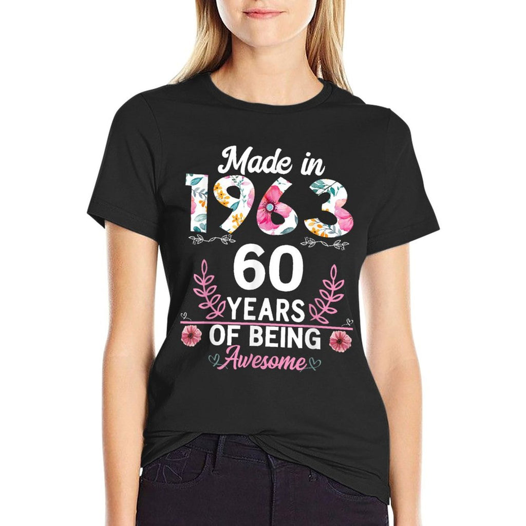 60 Years Old Gifts 60th Birthday Born in 1963 Women Girls  Oversized Silhouette T-Shirt
