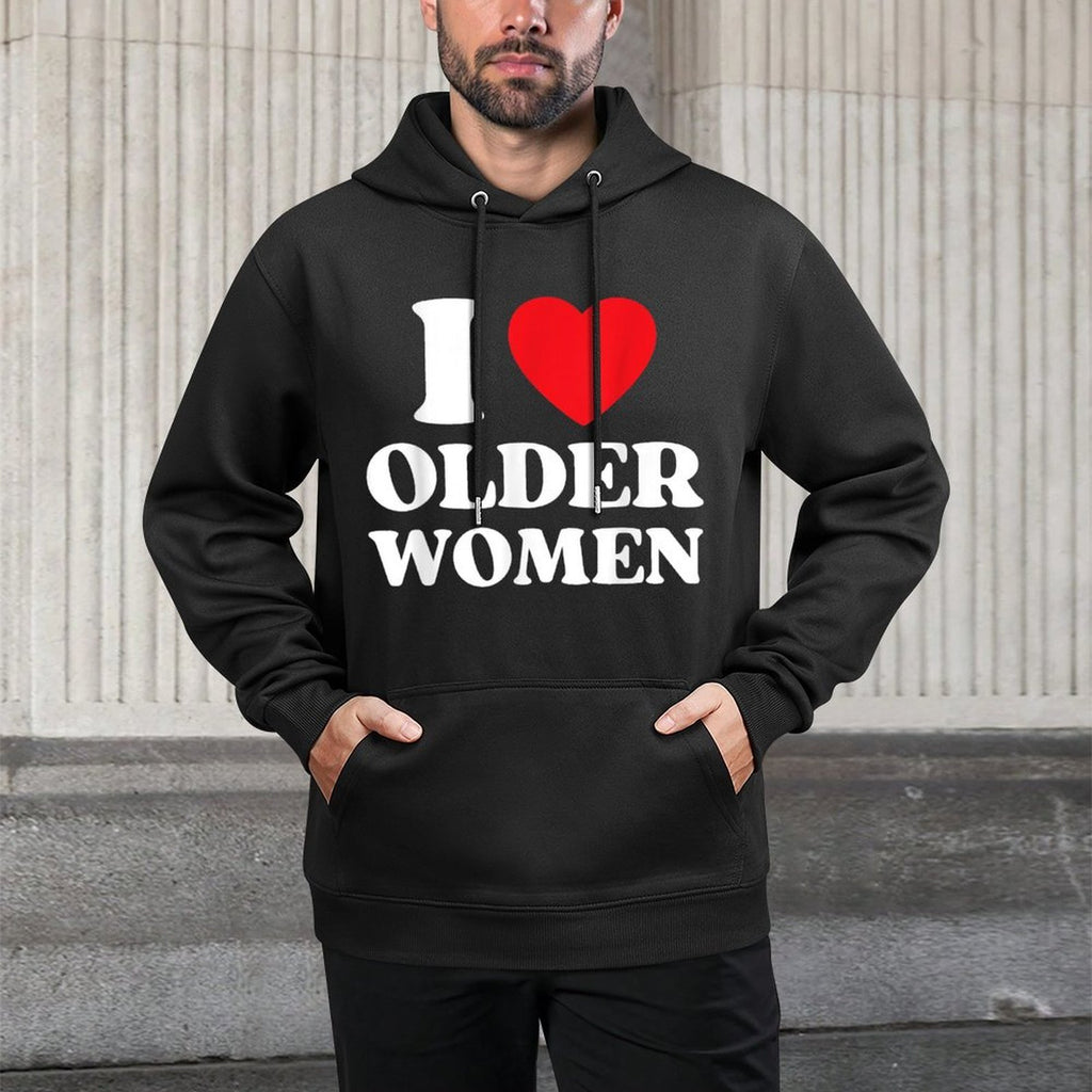 I Heart Older Women Red Heart I Love Older Women Funny Breathable Fabric Hoodie