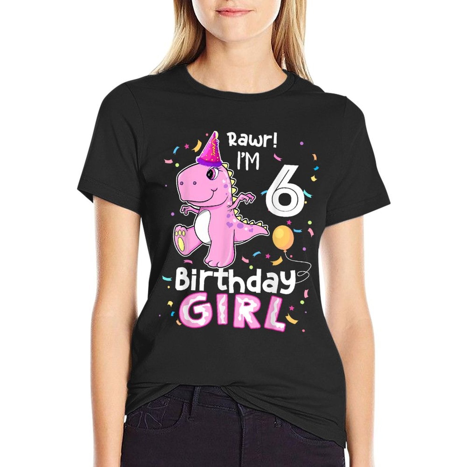 6 Year Old Dinosaur Birthday 6th T Rex Dino Six Saurus  Durable T-Shirt