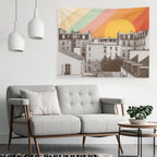 Rainbow Sky Above Paris Tapestry