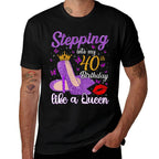 Womens Stepping Into My 40th Birthday Gifts For Women 40 Year Old  Rolled Sleeves T-Shirt