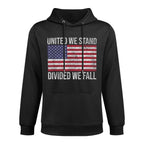 USA FLAG UNITED WE STAND DIVIDED WE FALL AMERICAN PATRIOT Machine Washable Hoodie