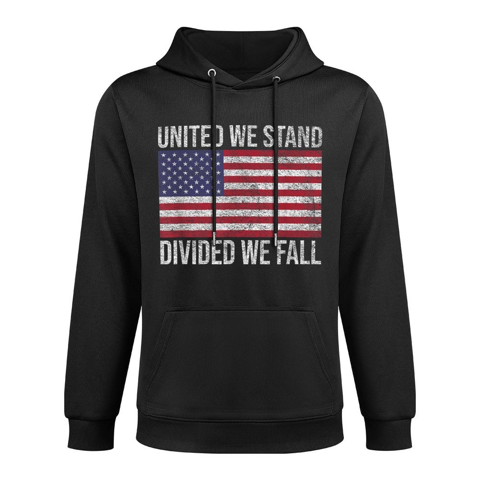 USA FLAG UNITED WE STAND DIVIDED WE FALL AMERICAN PATRIOT Machine Washable Hoodie