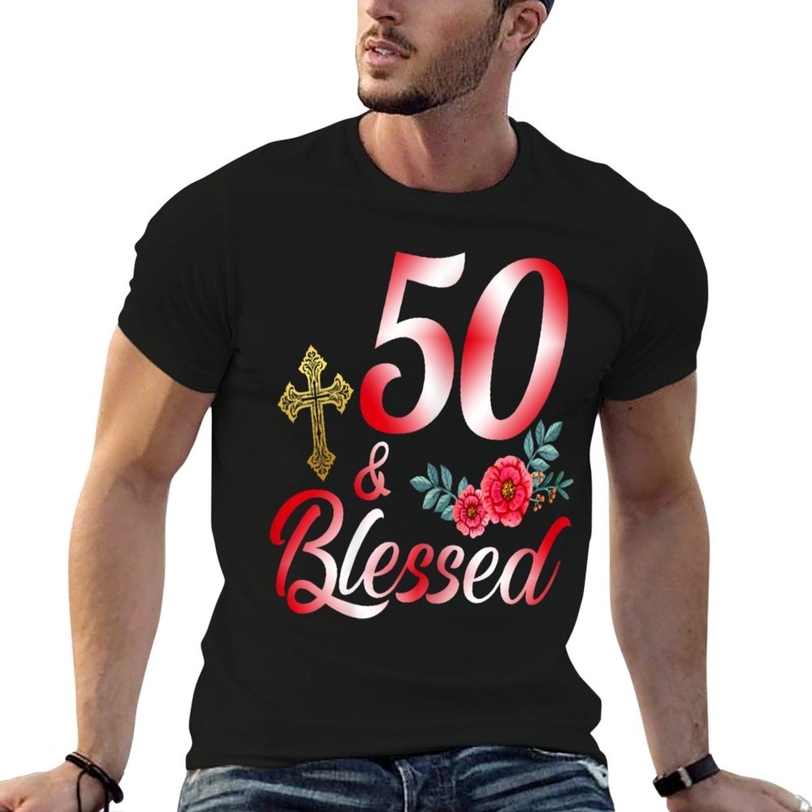 50 And Blessed 50 Year Old Gifts For Women 50th Birthday  Polyester Blend T-Shirt