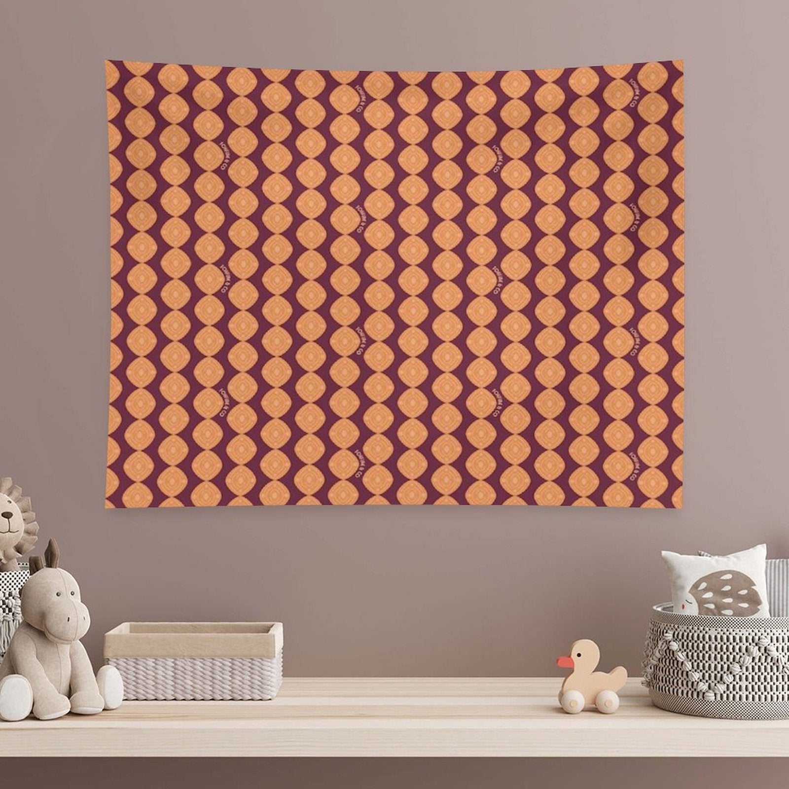 Atomic Blooms - Orange Maroon Tapestry