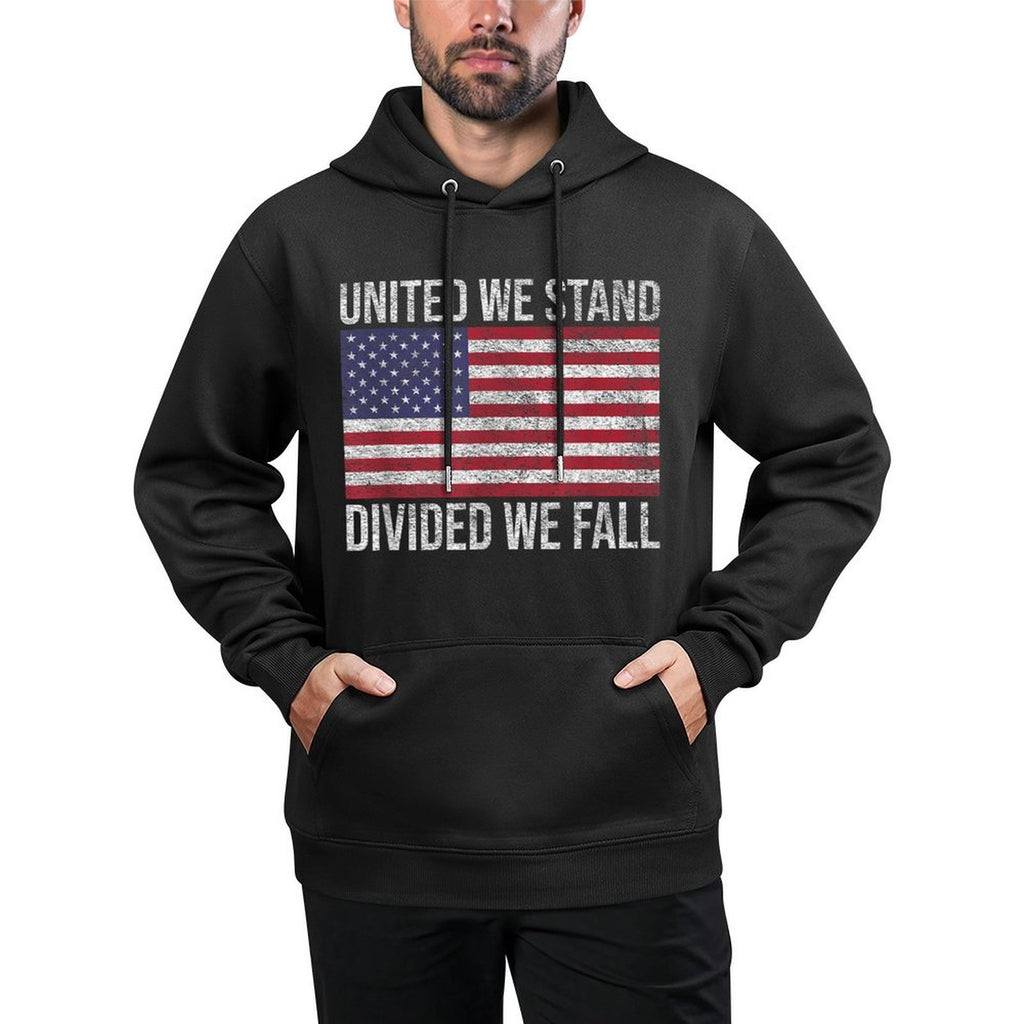 USA FLAG UNITED WE STAND DIVIDED WE FALL AMERICAN PATRIOT Machine Washable Hoodie