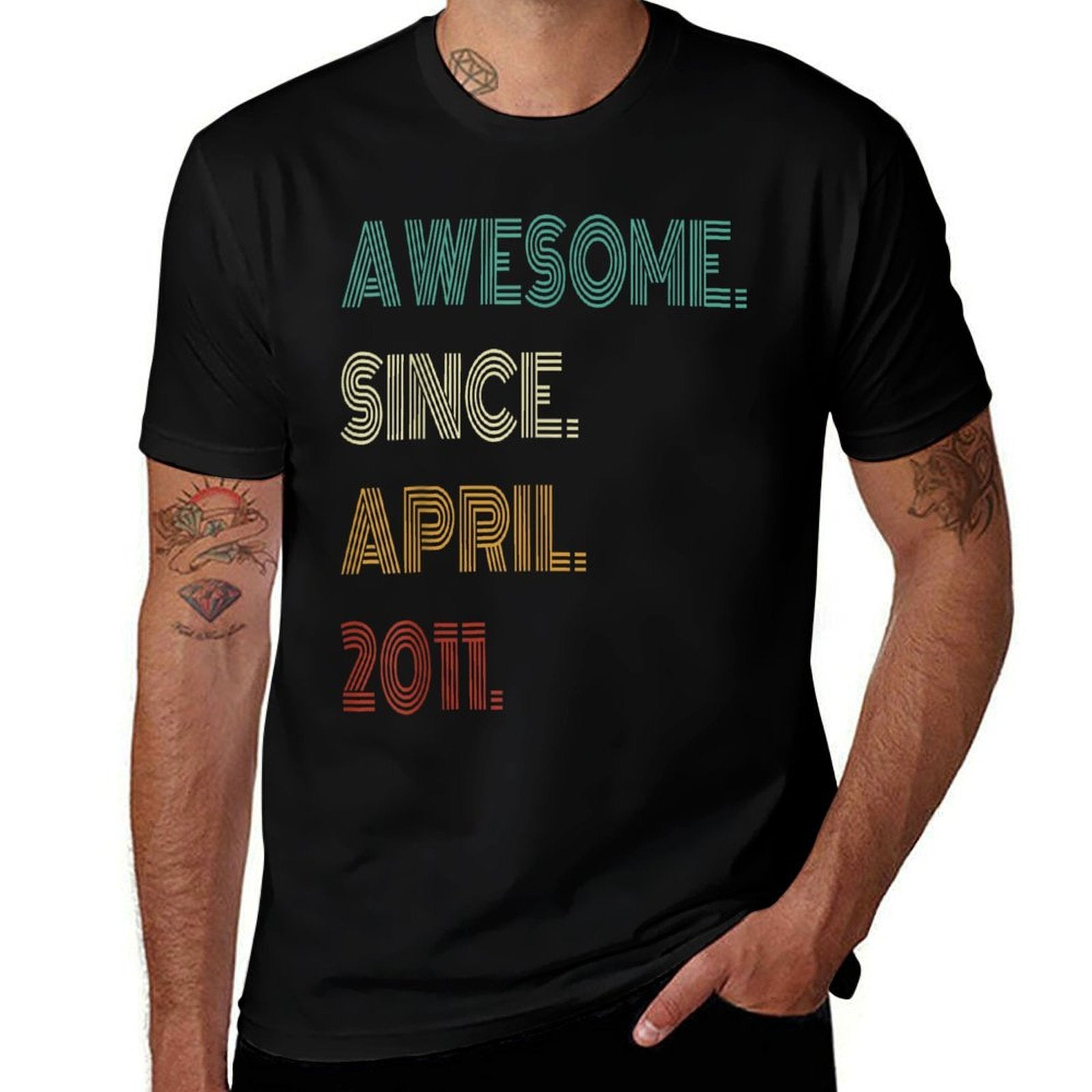 14 Years Old Awesome Since April 2011 14th Birthday  Stretchy T-Shirt