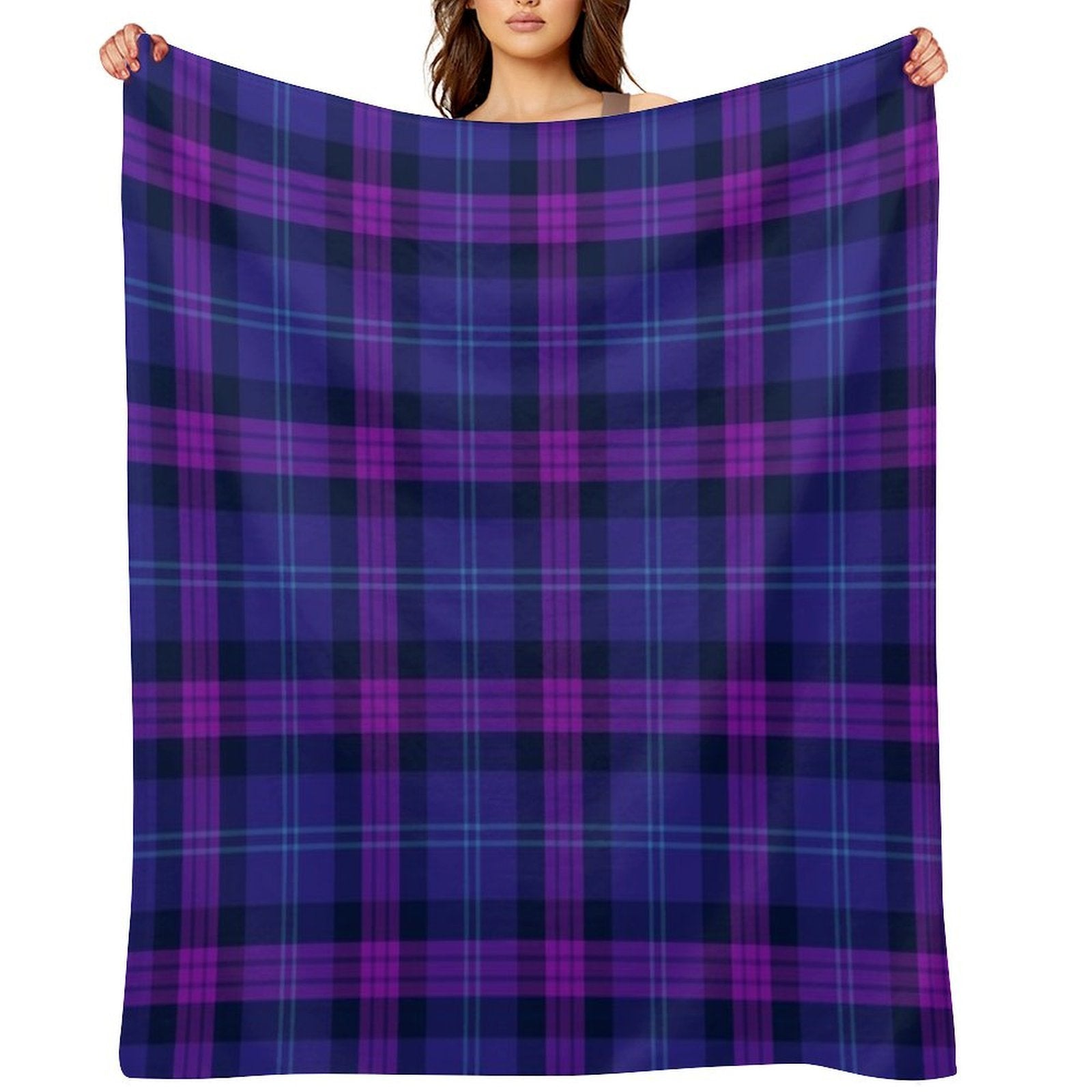 Great Scot Tartan  Cute Blue And Purple Scottish Plaid Eco-conscious Throw Blanket